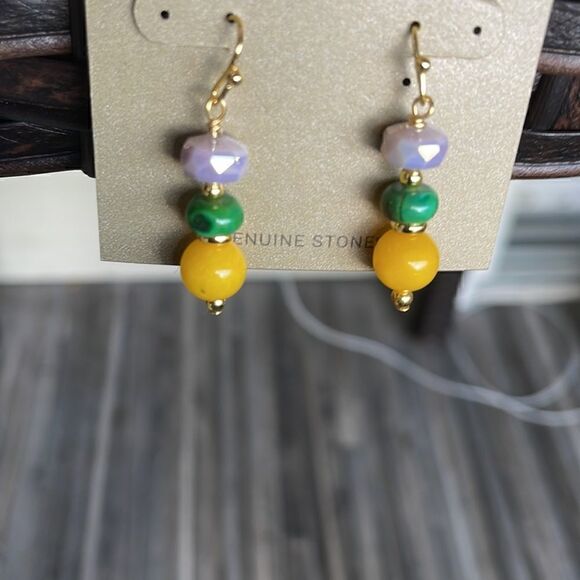 𝅺nwt Barse genuine stone agate & jasper dangle earrings - Picture 3 of 4